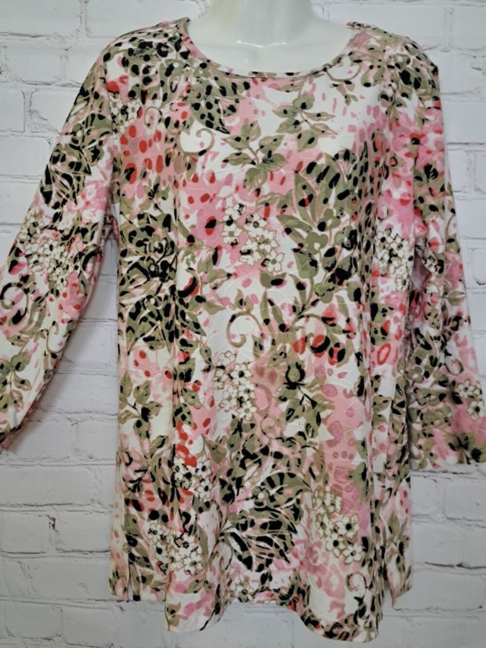 Cathy Abstract Floral Print Comfy Top Blouse Size Small